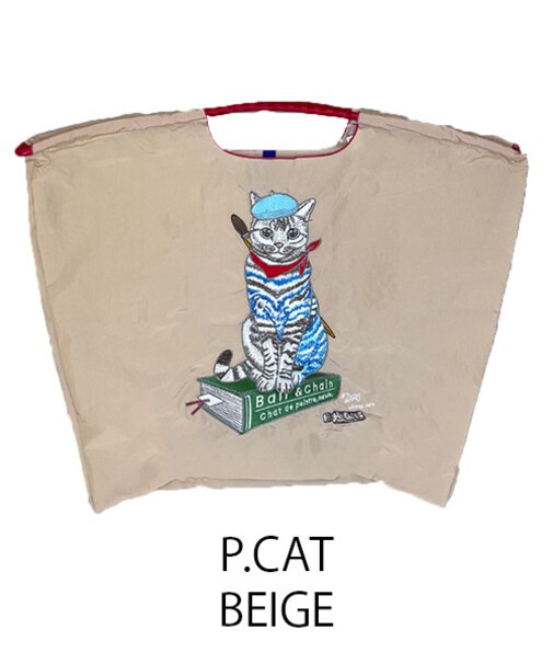 【Ball＆Chain/ボールアンドチェーン】P.CAT(L) 刺繍エコバッグ