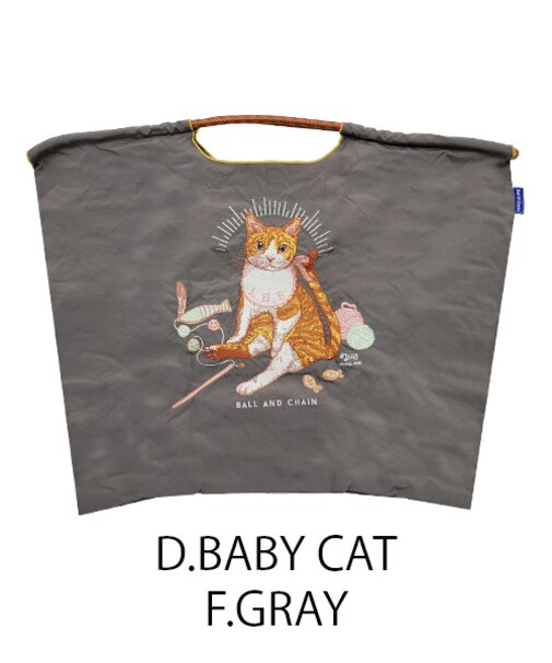 【Ball＆Chain/ボールアンドチェーン】D.BABY CAT(L) 刺繍エコバッグ