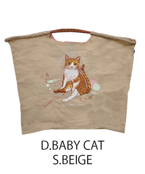 【Ball＆Chain/ボールアンドチェーン】D.BABY CAT(L) 刺繍エコバッグ