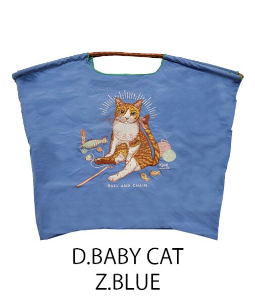 【Ball＆Chain/ボールアンドチェーン】D.BABY CAT(L) 刺繍エコバッグ