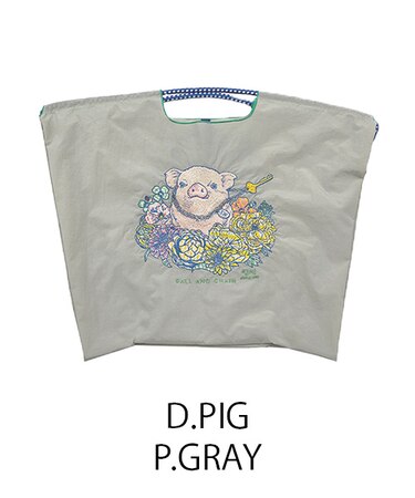 【Ball＆Chain/ボールアンドチェーン】D.PIG(L) 刺繍エコバッグ