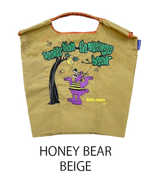 【Ball＆Chain/ボールアンドチェーン】HONEY BEAR(M) 刺繍エコバッグ