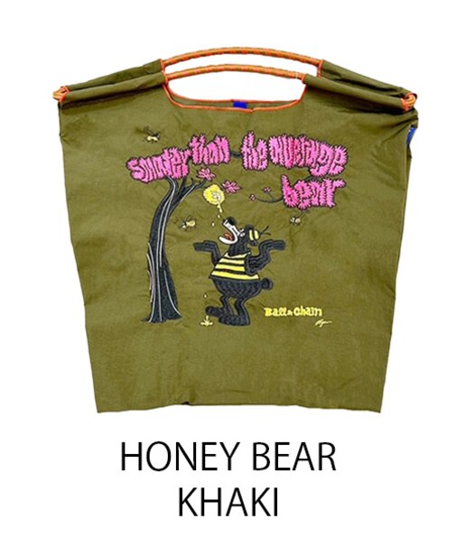 【Ball＆Chain/ボールアンドチェーン】HONEY BEAR(M) 刺繍エコバッグ
