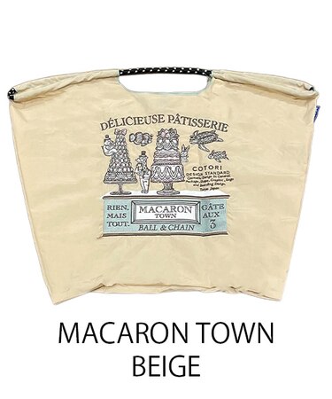 【Ball＆Chain/ボールアンドチェーン】MACARON TOWN(L) 刺繍エコバッグ