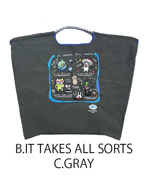 【Ball＆Chain/ボールアンドチェーン】B.IT TAKES ALL SORTS(L) 刺繍エコバッグ