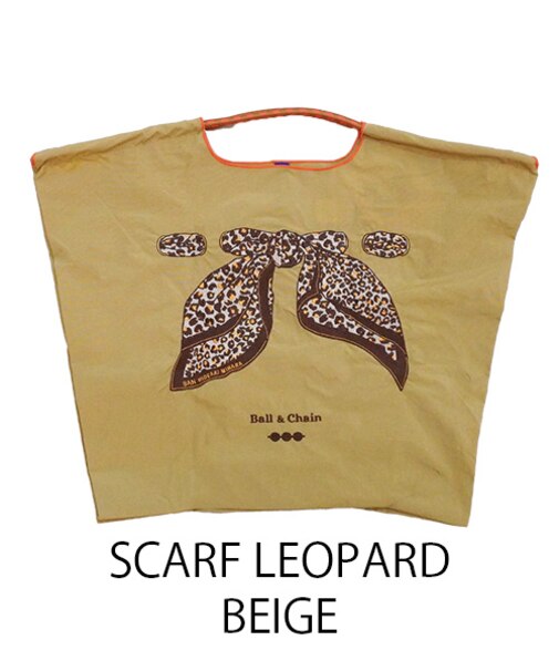 【Ball＆Chain/ボールアンドチェーン】SCARF LEOPARD(L) 刺繍エコバッグ