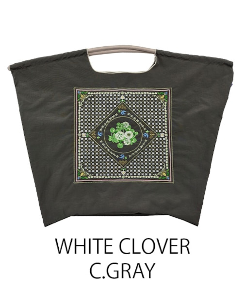 【Ball＆Chain/ボールアンドチェーン】WHITE CLOVER(L) 刺繍エコバッグ