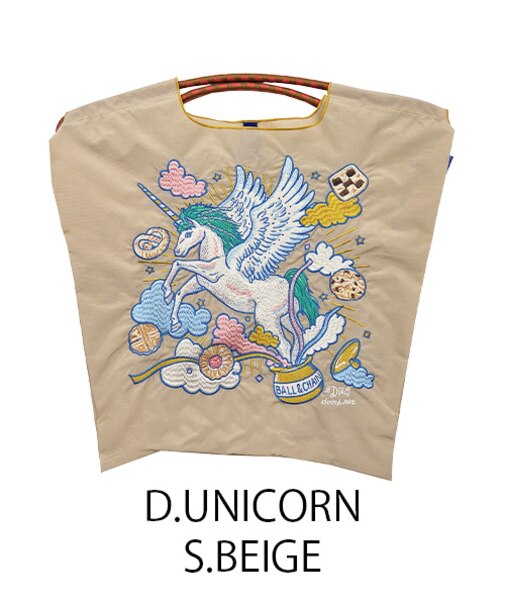 【Ball＆Chain/ボールアンドチェーン】D.UNICORN(M) 刺繍エコバッグ