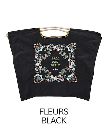 【Ball＆Chain/ボールアンドチェーン】FLEURS(L) 刺繍エコバッグ