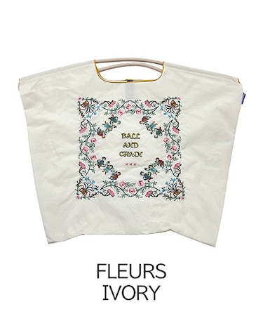 【Ball＆Chain/ボールアンドチェーン】FLEURS(L) 刺繍エコバッグ