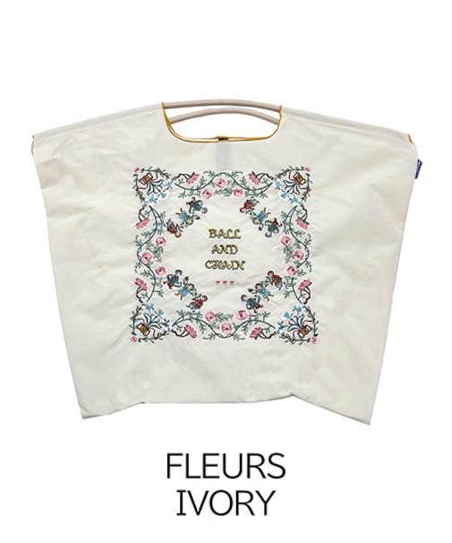 【Ball＆Chain/ボールアンドチェーン】FLEURS(L) 刺繍エコバッグ