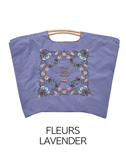 【Ball＆Chain/ボールアンドチェーン】FLEURS(L) 刺繍エコバッグ