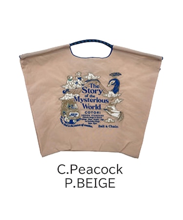 【Ball＆Chain/ボールアンドチェーン】C.Pewcock (L) 刺繍エコバッグ