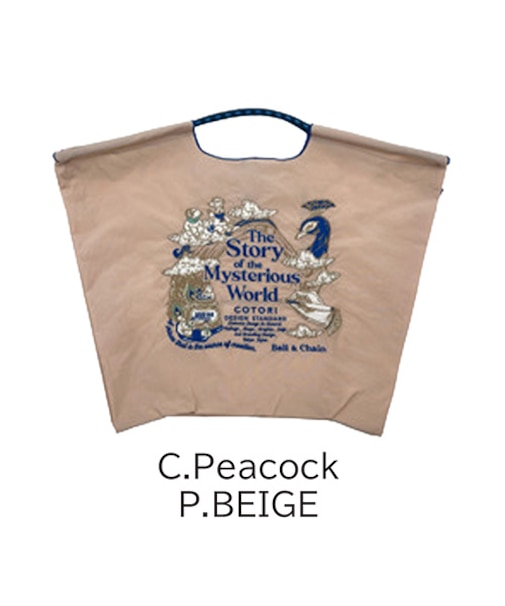 【Ball＆Chain/ボールアンドチェーン】C.Pewcock (L) 刺繍エコバッグ