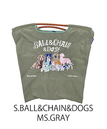 【Ball＆Chain/ボールアンドチェーン】S.BALL&CHAIN&DOGS (M) 刺繍エコバッグ