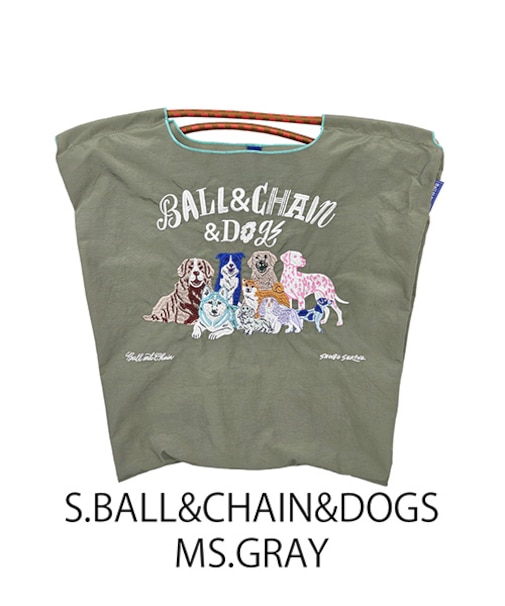 【Ball＆Chain/ボールアンドチェーン】S.BALL&CHAIN&DOGS (M) 刺繍エコバッグ