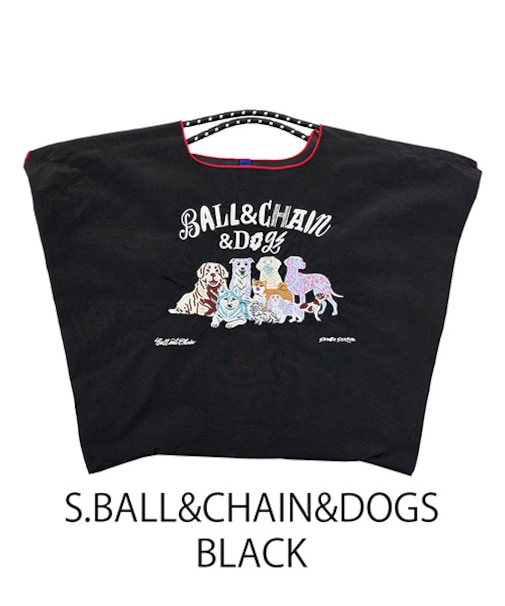 【Ball＆Chain/ボールアンドチェーン】S.BALL&CHAIN&DOGS (L) 刺繍エコバッグ