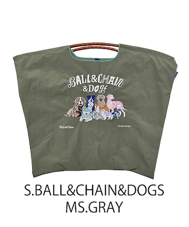 【Ball＆Chain/ボールアンドチェーン】S.BALL&CHAIN&DOGS (L) 刺繍エコバッグ