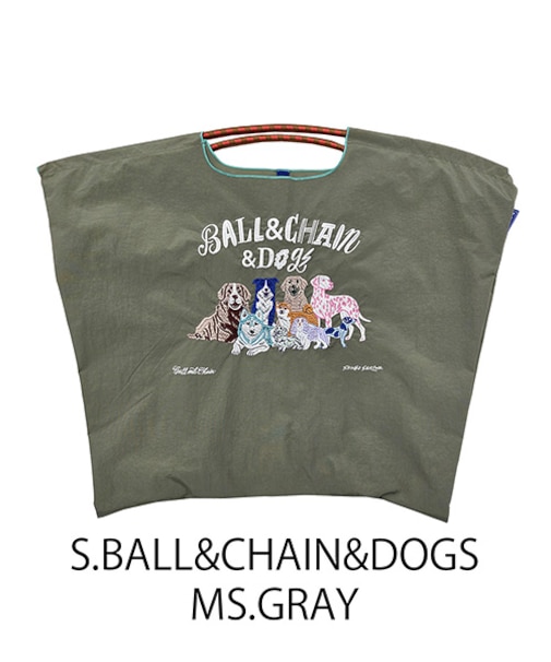 【Ball＆Chain/ボールアンドチェーン】S.BALL&CHAIN&DOGS (L) 刺繍エコバッグ