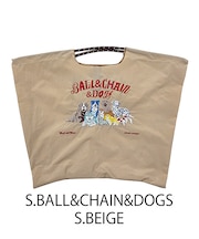 【Ball&Chain/ボールアンドチェーン】S.BALL&CHAIN&DOGS (L) 刺繍エコバッグ