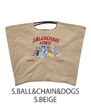 【Ball＆Chain/ボールアンドチェーン】S.BALL&CHAIN&DOGS (L) 刺繍エコバッグ
