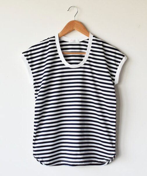 シルケットボーダーフレンチスリーブTシャツ