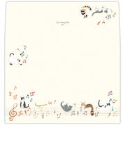 ホールマーク（Hallmark）　コンフォート＆ピース　レターパッド用封筒　837884　音符で遊ぶ猫　4枚入り