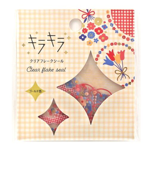 ワールドクラフト　キラキラクリアフレークシール　KFS-010　Bouquet