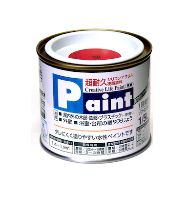 アサヒペン　水性ペイント　1/5L　赤