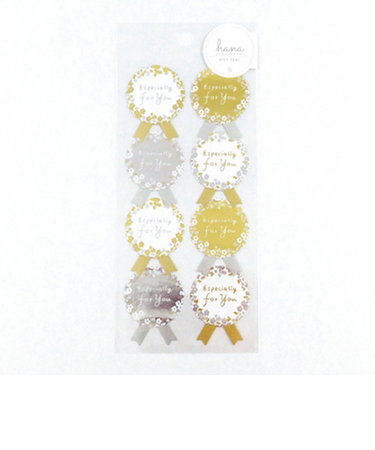 Z＆K（ゼットアンドケイ）　デコシール　52－248　フラワーリボン　ゴールド／シルバー