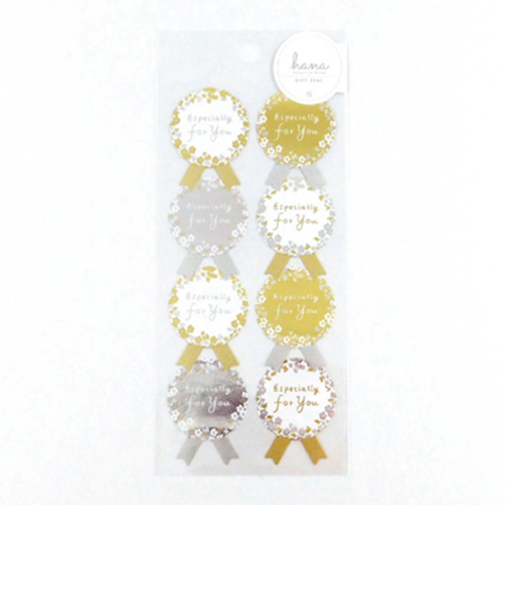 Z＆K（ゼットアンドケイ）　デコシール　52－248　フラワーリボン　ゴールド／シルバー