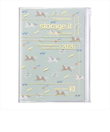 【2025年12月始まり】　マークス（MARK'S）　ストレージイット　干支　A5　マンスリーブロック　26WDR-H04-MI　ミント　月曜始まり
