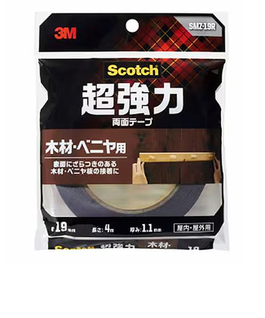 3M　スコッチ　超強力両面テープ　木材・ベニア用　SMZ‐19R　19mm×4m