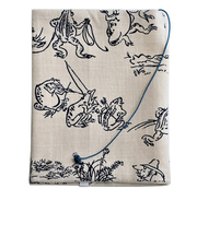 コンサイス　布のブックカバー　文庫サイズ　鳥獣戯画　生成り