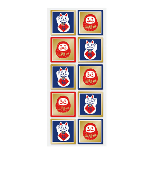 インディゴ　シール　PS975　福ねこだるま