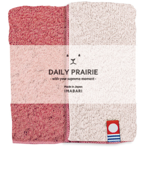 プレーリードッグ（PRAIRIEDOG）　DAILY　PRAIRIE　今治タオル　ハンカチ　リバーシブルカラー　COREH－607　ピンク／レッド