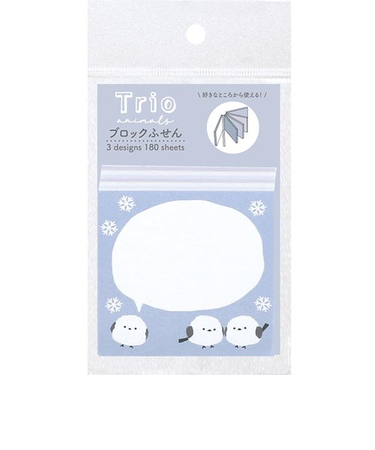 ラボクリップ（LABCLIP）　トリオ／ブロックふせん　シマエナガ　180枚綴り