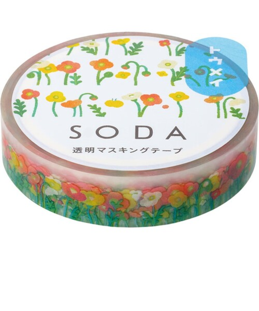 キングジム（KING　JIM）　ソーダ（SODA）　透明マスキングテープ　CMT10－007　ポピー