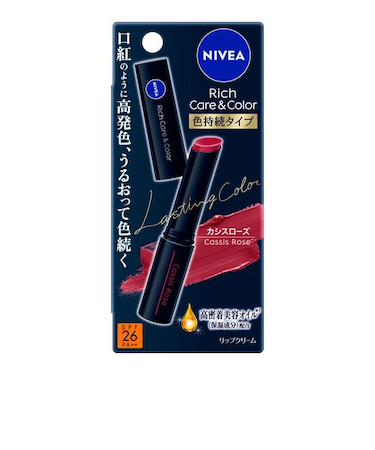 花王　ニベア　リッチケア＆カラーリップ　色持続タイプ　カシスローズ