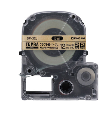 キングジム（KING　JIM）　テプラPROテープカートリッジ　クラフトラベル　12mm幅　SPK12J　クラフト紙／黒文字