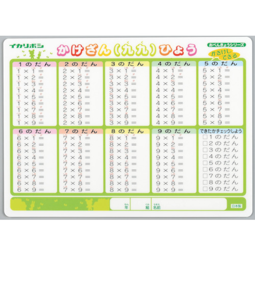 西敬　かきけし下敷（九九・時間割）　B5サイズ　MO－2N