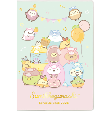 【2025年10月始まり】　サンエックス（San-X）　糸とじ手帳（インデックス）　ウィークリーレフト　B6　ME67404　すみっコぐらし　月曜始まり