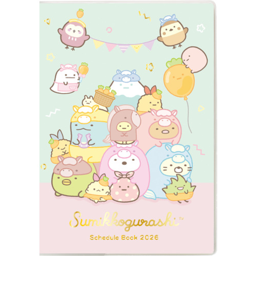【2025年10月始まり】　サンエックス（San-X）　糸とじ手帳（インデックス）　ウィークリーレフト　B6　ME67404　すみっコぐらし　月曜始まり