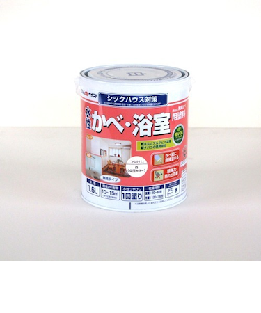 アトム　無臭かべ・浴室用塗料　1.6L　白（公団カラー）
