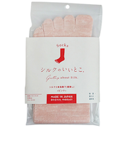 ラッシュ（LUSH）　シルクのいいとこ　シルク5本指靴下　踵無し　ピンク