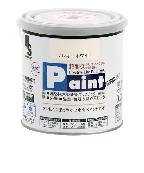 アサヒペン　水性ペイント　0.7L　ミルキーホワイト　HS