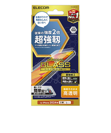 【iPhone16Plus／15Plus】　エレコム（ELECOM）　ガラスフィルム　超強靭　高透明　PM-A24BFLGH