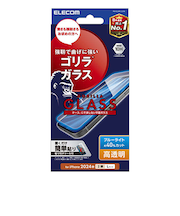 【iPhone16Plus／15Plus】　エレコム（ELECOM）　ガラスフィルム　ゴリラ　0.21mm　ブルーライトカット　PM-A24BFLGOBL