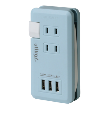 ソニック（sonic）　ユートリムエル　ポータブルコンセント　USBポート付き　UL－5010－LB　ライトブルー
