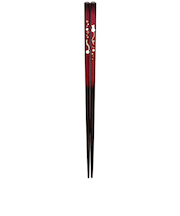 サンライフ 食洗箸 金紋猫に鈴 23cm 赤